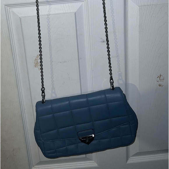 Michael Kors Ladies SoHo Large Quilted Leather Shoulder Bag - Pale Blue - Picture 1 of 9